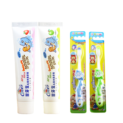 可愛多益牙寶兒童牙膏牙刷2支套裝寶寶無氟可防蛀換牙期2-12歲食