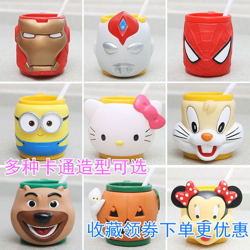 兒童水杯立體卡通造型牙刷杯塑料杯仿摔創意可愛寶寶漱口杯食品級