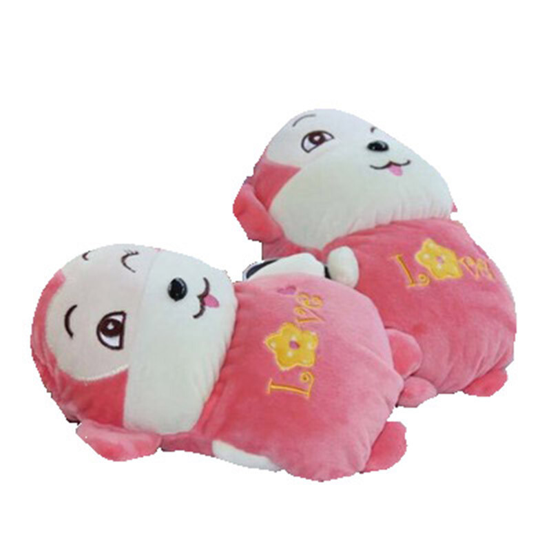 物有物語 卡通全指手套冬  韓版男女可愛學生情侶帶繩掛脖加絨加厚保曖手套 猴寶全指帶繩暗紅色 均碼