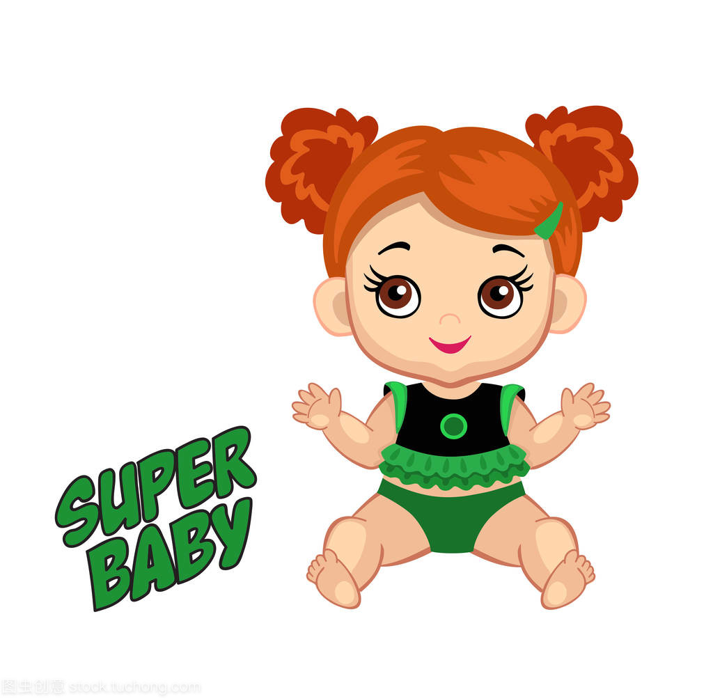 圖可愛(ài)的小寶貝女孩在一個(gè)超級(jí)英雄的服裝